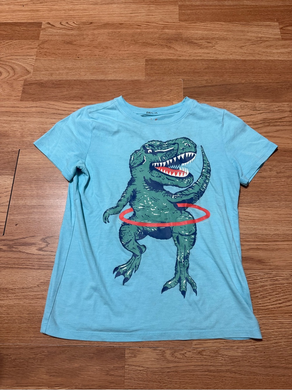 Cat & Jack Light Blue Dino Graphic Tee with Red Hoop